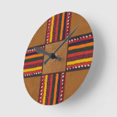 革素朴民族ストライプ十フェイク字洋 ラウンド壁時計 (傾斜)