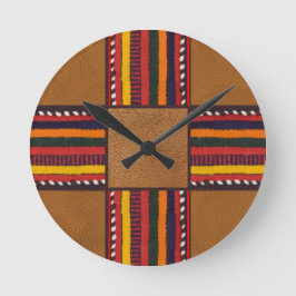 革素朴民族ストライプ十フェイク字洋 ラウンド壁時計