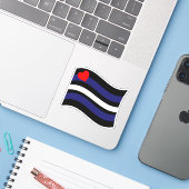 革製の旗がはためく シール (ノートパソコンとiPhone)