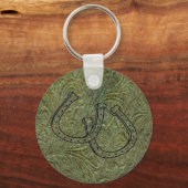 革製工具プリントデザインW/Horseshoes Keychain キーホルダー (正面)