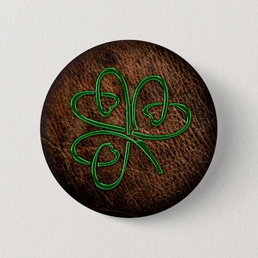 革質の幸運なシャムロック 缶バッジ (正面)