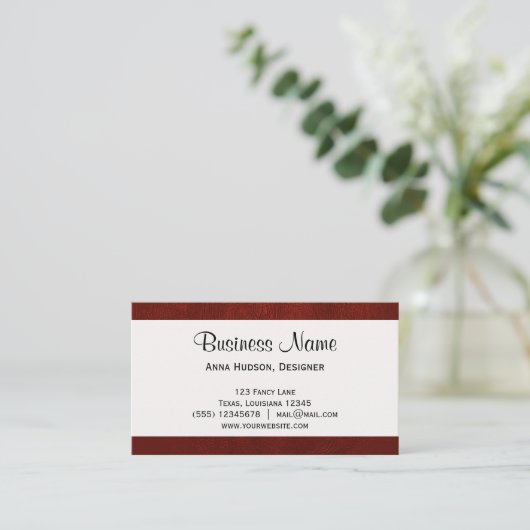 革質、革背景-赤 名刺 (スタンド正面)