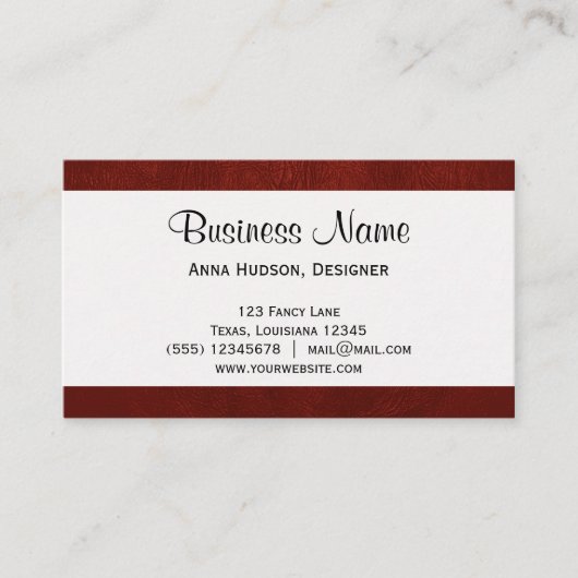 革質、革背景-赤 名刺 (正面)