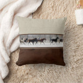 革、リネン、馬の装飾アクセント枕 クッション (ブランケット)
