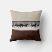 革、リネン、馬の装飾アクセント枕 クッション (裏面)
