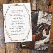 革、レース、馬の国の結婚式 招待状