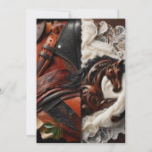 革、レース、馬の国の結婚式 招待状 (裏面)