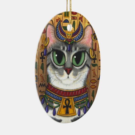靭皮繊維の女神のエジプト人のBastet猫の芸術のオーナメント セラミックオーナメント (右)