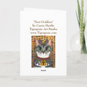 靭皮繊維の女神のエジプト人のBastet猫の芸術の挨拶状 カード (裏面)