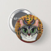 靭皮繊維の女神のエジプト人のBastet猫の芸術ボタン 缶バッジ (正面&裏面)