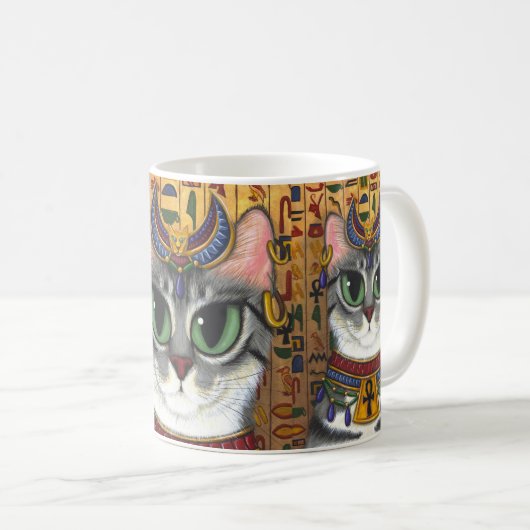靭皮繊維の女神のBastetのエジプト猫の芸術のマグ コーヒーマグカップ (正面右)
