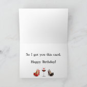 靴おもしろい及び赤ワイン誕生日カード カード (内部)