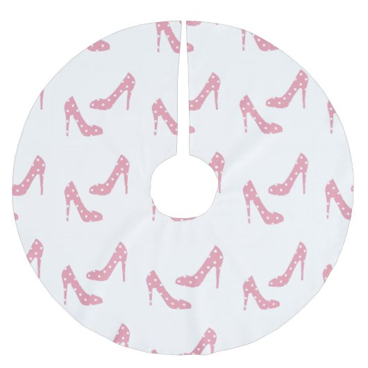 靴がピンクのクリスマスツリーのスカートに合えば ブラッシュドポリエステルツリースカート (正面)