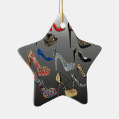 靴のハイヒールのコラージュはカスタマイズ セラミックオーナメント (右)