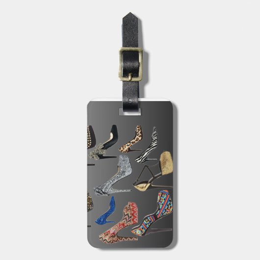 靴のハイヒールのコラージュはカスタマイズ ラゲッジタグ (正面縦)