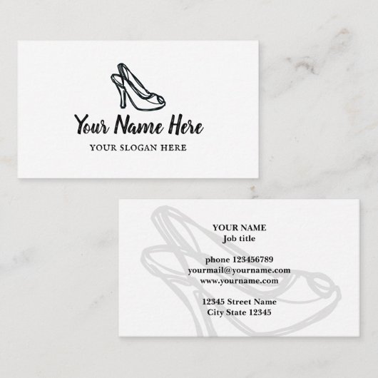 靴のファッション美しい名刺テンプレート 名刺 (正面/裏面)