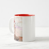 靴のマグのキーボード猫サンタ ツートーンマグカップ (正面左)