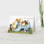 靴のヴィンテージのイースターカードのひよこ シーズンカード (正面)