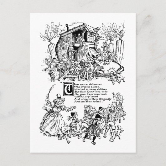 靴の中の老婆子供部屋韻 ポストカード (正面)