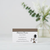 靴の名刺を持つスタイリッシュな女性 名刺 (スタンド正面)