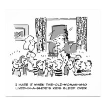 靴の子供を寝かせたお婆さん