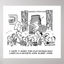 靴の子供を寝かせたお婆さん ポスター