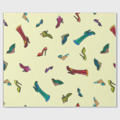 靴の水彩継ぎ目無し模様 ラッピングペーパー (フラット)