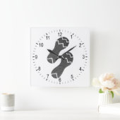 靴の足ランニング跡 スクエア壁時計 (ホーム)