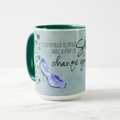 靴はあなたの人生を変えることができる – ティール(緑がかった色)マグ マグカップ (正面左)