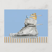 靴はがきを動かすストライプの犬 ポストカード (正面)