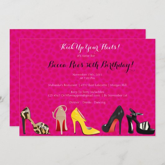 靴をテーマにした招待状 - 誕生日やその他の行事 招待状 (正面/裏面)