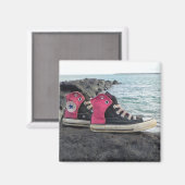 靴を履いたビーチ マグネット (正面/裏面)