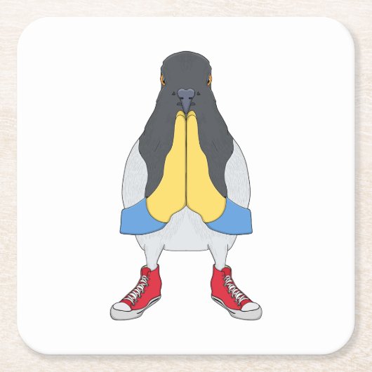 靴を履いた鳩 スクエアペーパーコースター (正面)