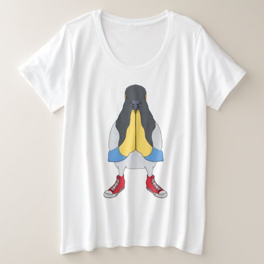 靴を履いた鳩 プラスサイズTシャツ (デザイン正面)