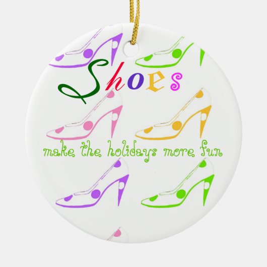 靴を愛する女の子のための休日のショッピング セラミックオーナメント (正面)