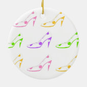 靴を愛する女の子のための休日のショッピング セラミックオーナメント (裏面)