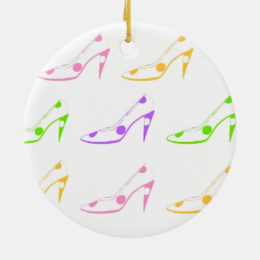 靴を愛する女の子のための休日のショッピング セラミックオーナメント (裏面)