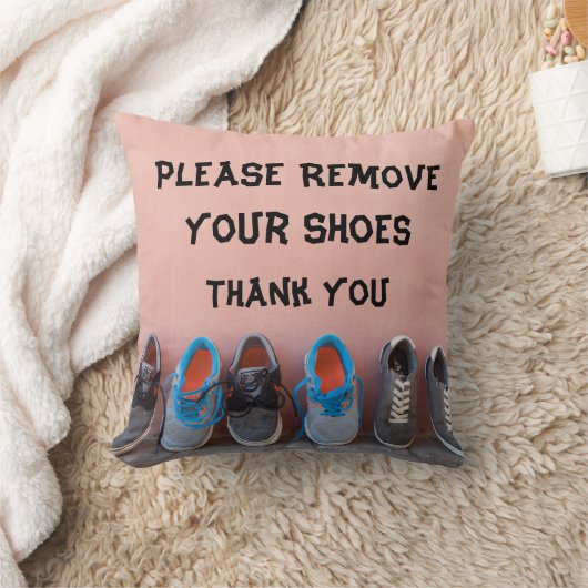 靴を脱いでくださいカワイイ引用文装飾用クッション クッション (ブランケット)