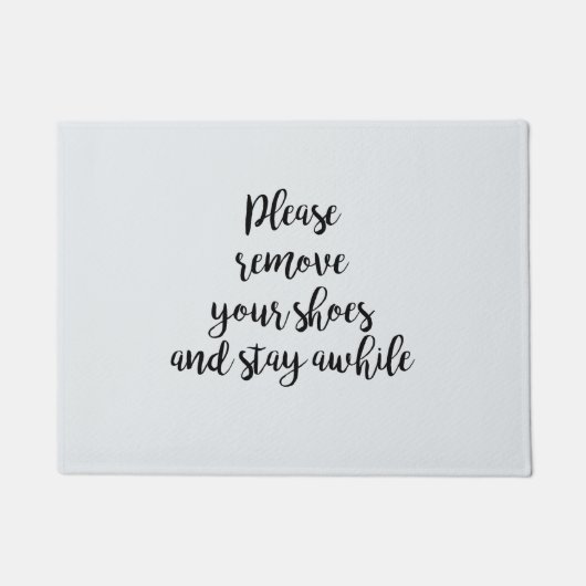 靴を脱いで暫く青く留めて下さい ドアマット (正面)