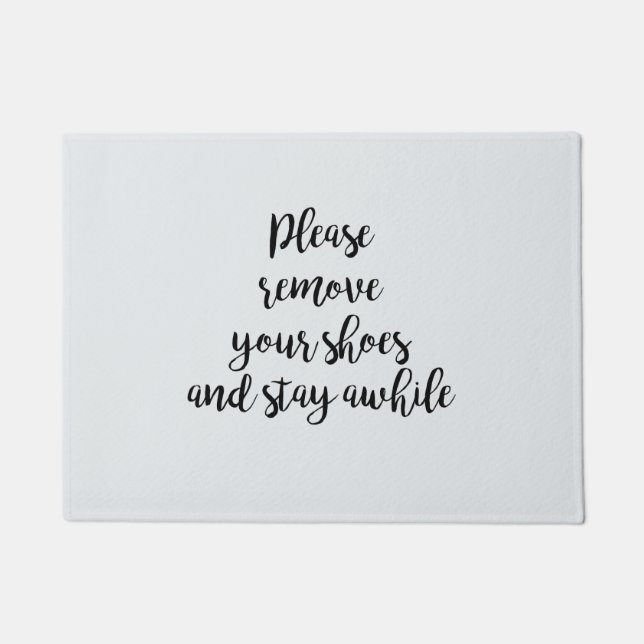 靴を脱いで暫く青く留めて下さい ドアマット (正面)