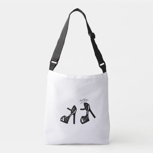 靴スタイリッシュプリント – ブラックプレイド クロスボディバッグ (正面)