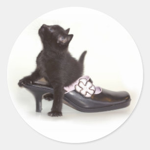 靴ステッカーの子猫 ラウンドシール