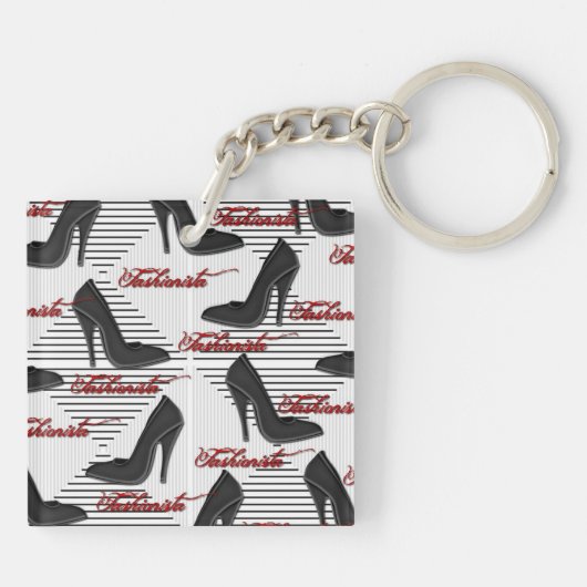 靴ファッショニスタ両面アクリル製キーチェーン キーホルダー (裏面)