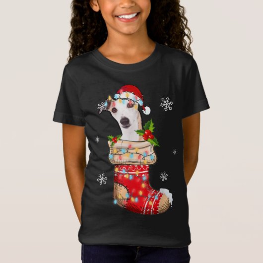 靴下おもしろいのウィペットのクリスマス愛犬家クリスマス Tシャツ (正面)