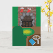 靴下が吊るされる カード (黄色い花)