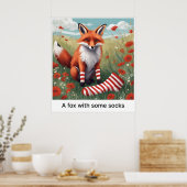 靴下のキツネ-プリント ポスター (キッチン)