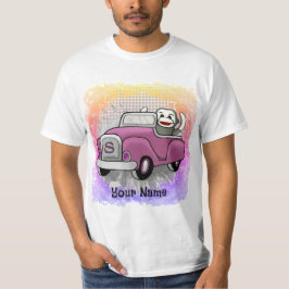 靴下のサルが車を運転しているTシャツ Tシャツ