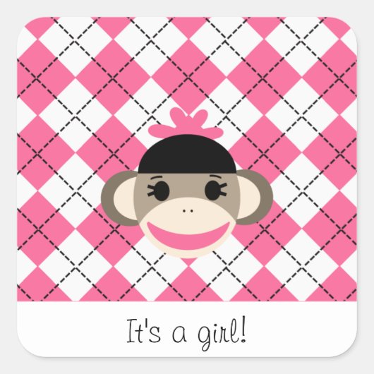 靴下のモンキーショップの可愛いシール スクエアシール (正面)