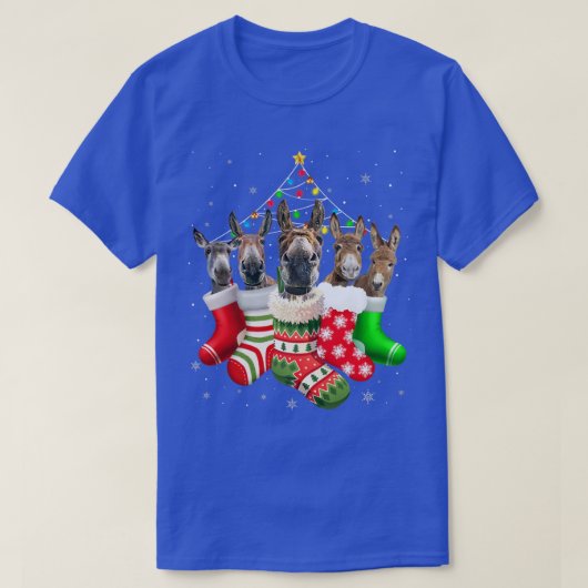 靴下のロバChristmas Lights Pajama For Donke Tシャツ (デザイン正面)