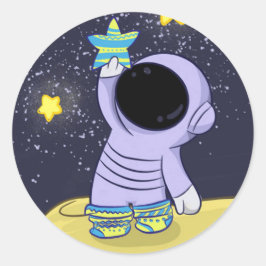 靴下の丸い違うステッカーの宇宙飛行士 ラウンドシール
